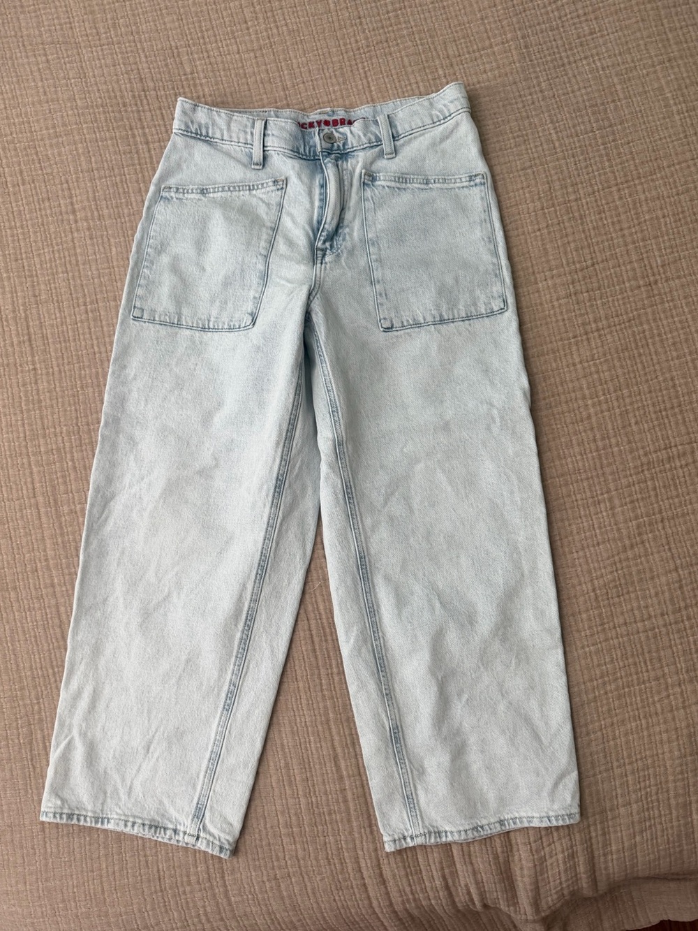 Lucky Brand Light Blue High-Rise Wide Leg Crop Jeans, Size 28 (6) women’s